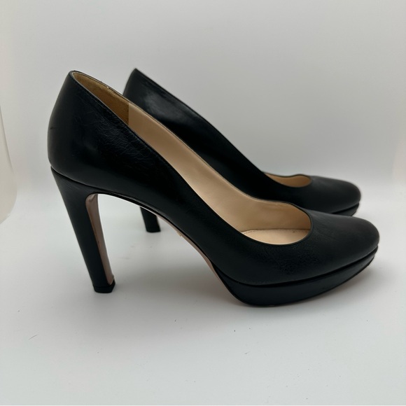Prada Sz 9/EU 39 Black Leather Platform Pumps Chunky High Heel - Picture 3 of 9